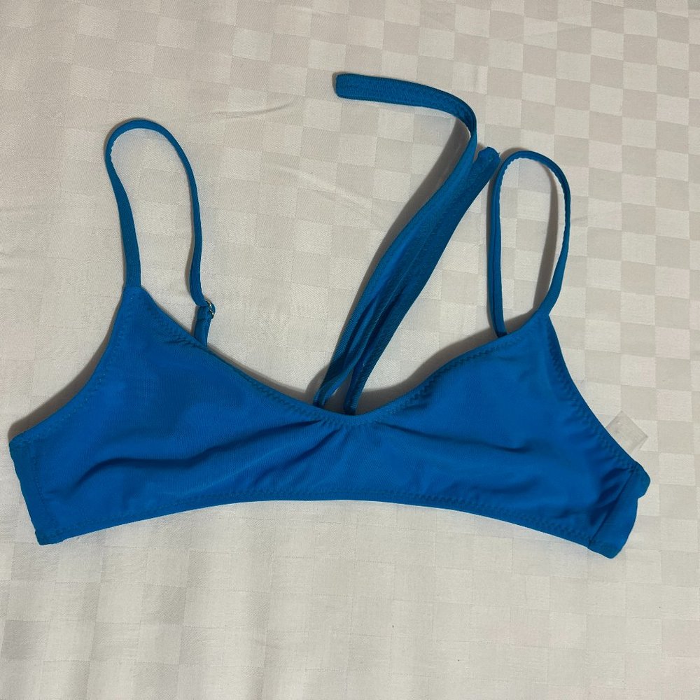 Gonza Sport Top Bikini Top Size Small in Daniela Blue Tie Back